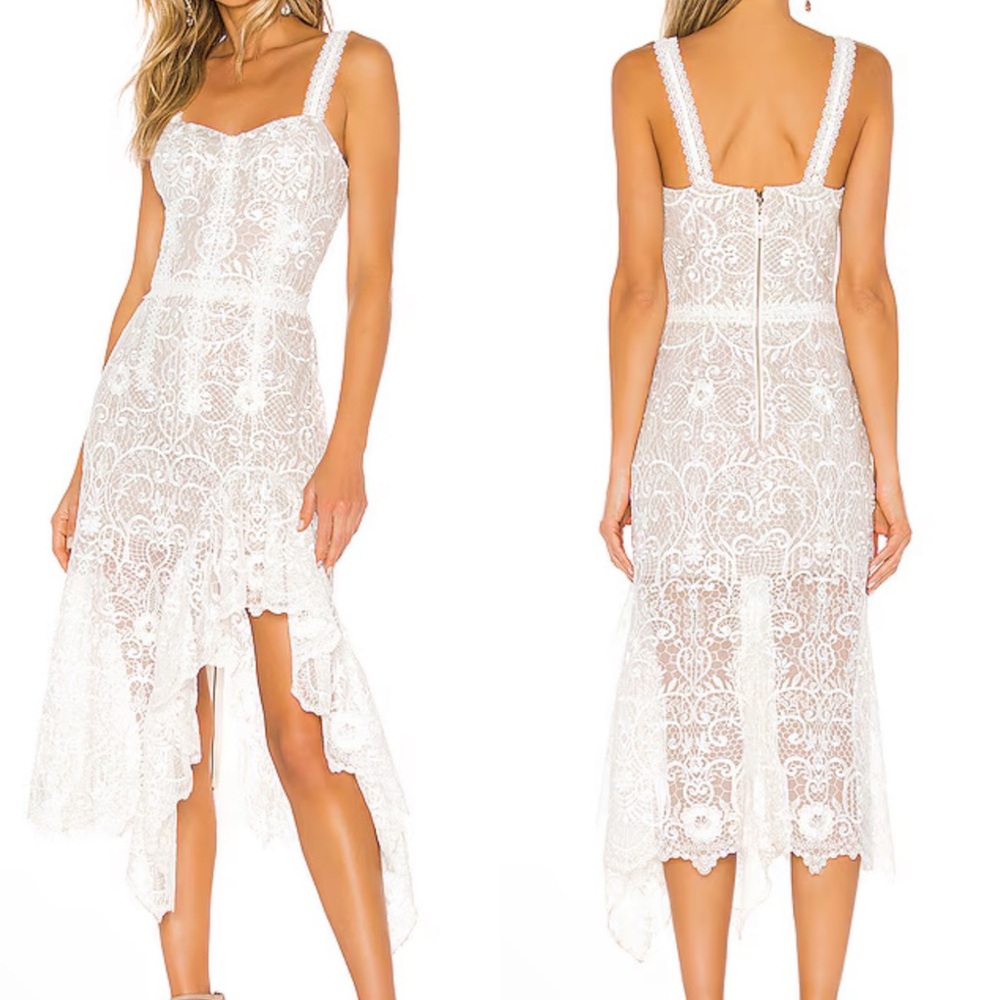 NEW NWOT Bronx & Banco Tiffany Blanc Lace Midi Dress In White